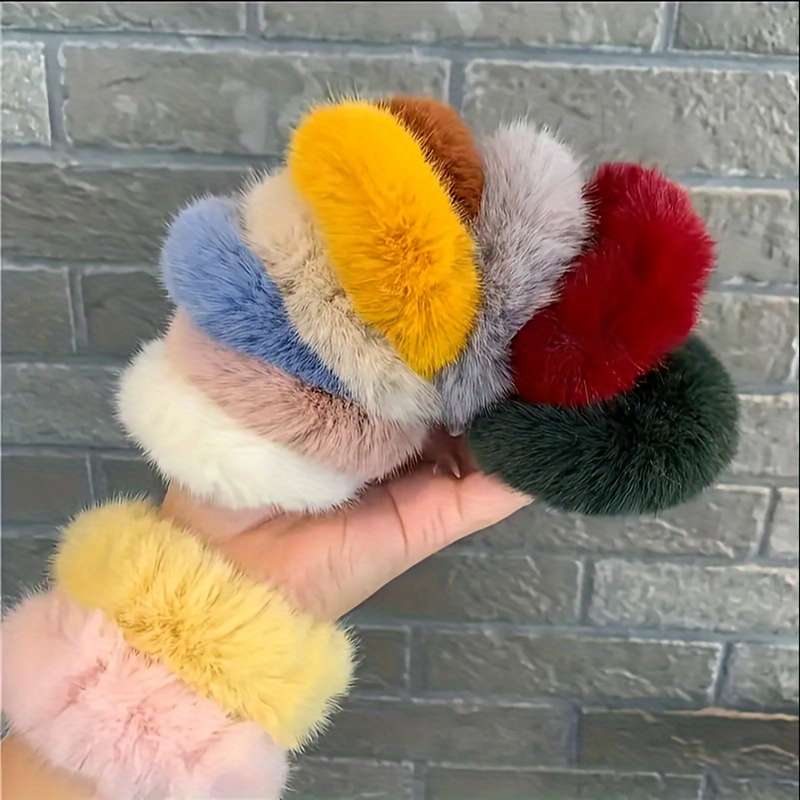10pcs Soft Plush Hair Ties for Women