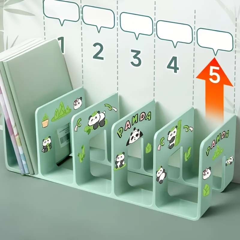 Green Plastic Bookshelf with DIY Panda Design