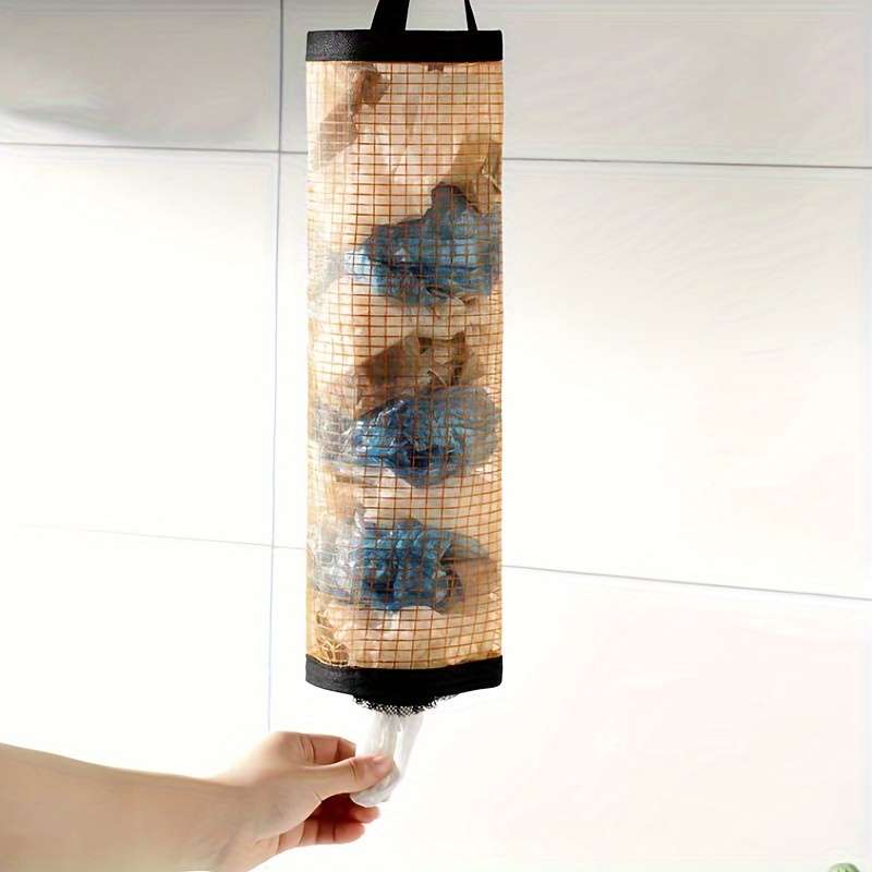 1pc Wall-Mounted Drawstring Plastic Bag Organizer