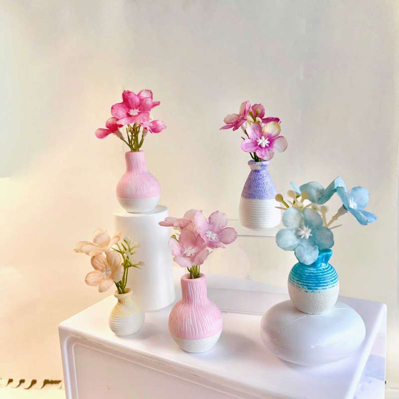 Miniature Artificial Flower Vase Set