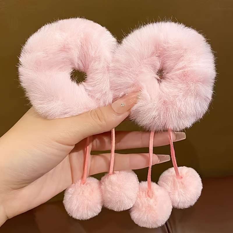 Set Flannelette Hair Ties for Women