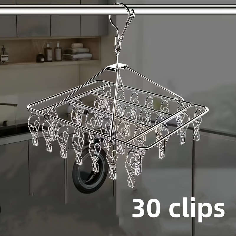 Stainless Steel Drying Rack with 30 Clips