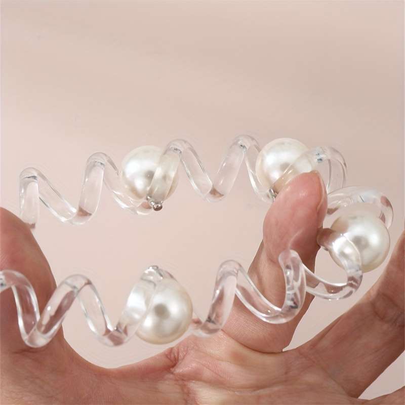 2pcs Elegant Faux Pearl Spiral Hair Ties