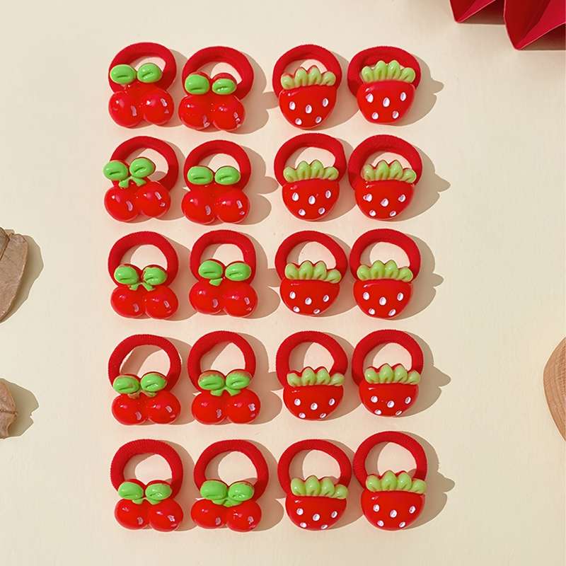 10pcs Cute Cherry & Strawberry Hair Ties Set