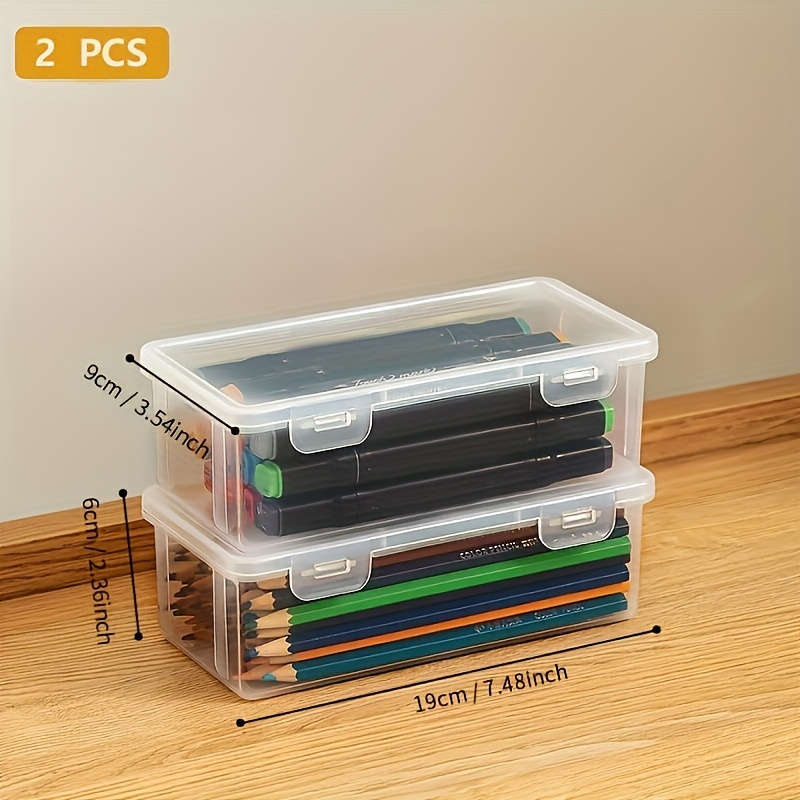 2-Pack Hinged-Lid Large Clear PP Plastic Storage Boxes