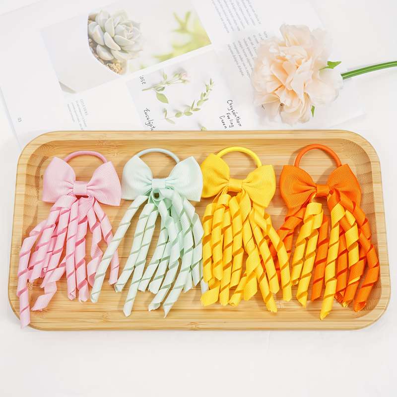 10pcs Elegant Grosgrain Ribbon Bow Hair Ties