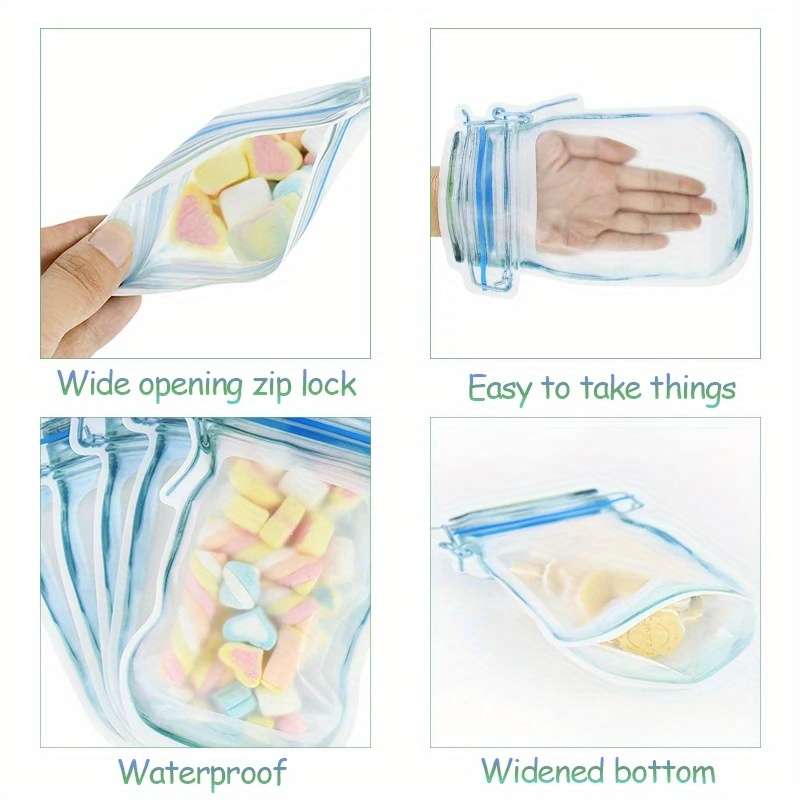 Reusable Plastic Mason Jar Zipper Bags