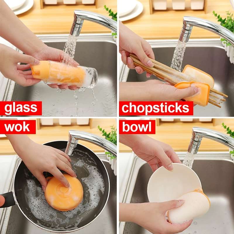 5pcs Thickened Dish Washing Sponge Scouring Pad Kitchen Dish Washing Magic Dishcloth Cleaning Sponge