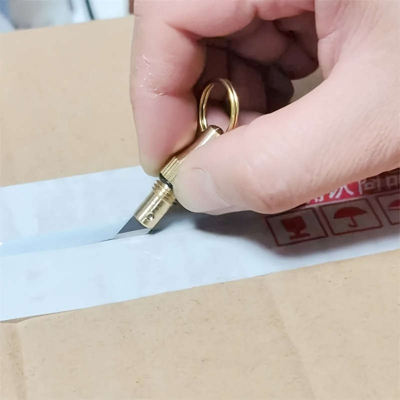 Compact Brass Utility Knife Keychain