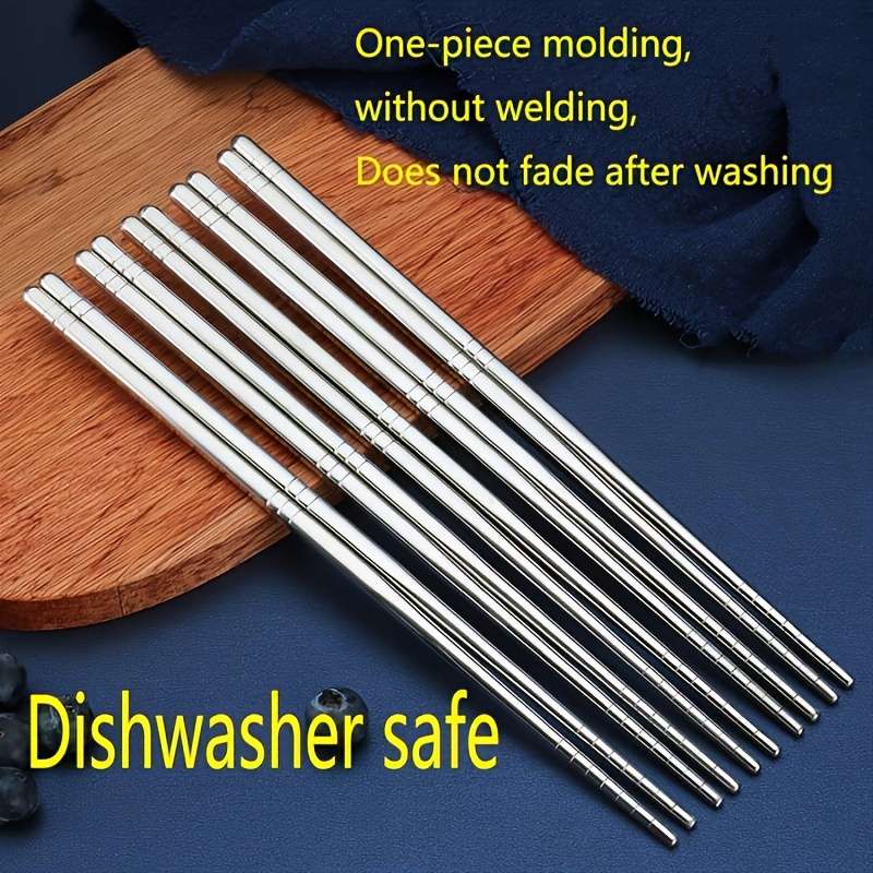 5 Pairs Stainless Steel Chopsticks