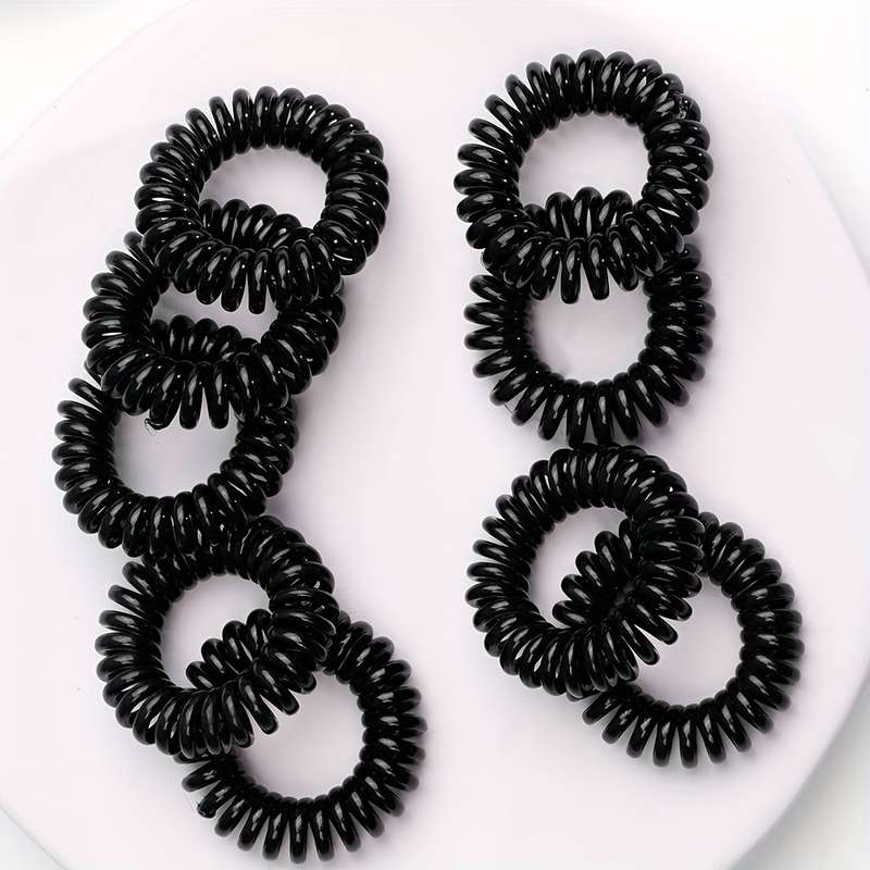 Elegant 9pcs Solid Color Spiral Hair Ties Set