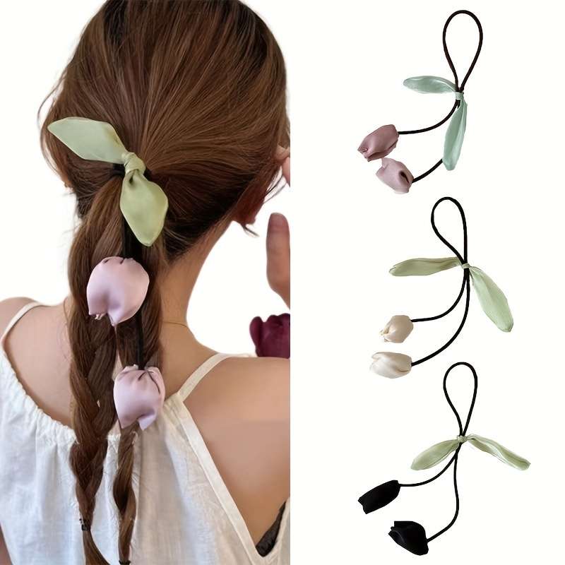 Elegant Silk Floral Hair Ties