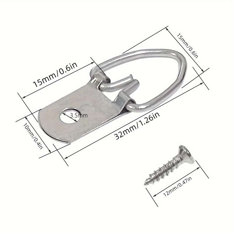 Metal D-Ring Picture Hangers with Screws