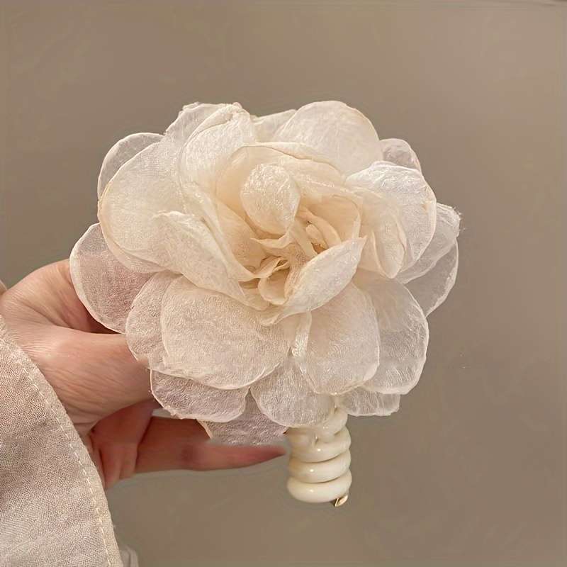 Chic Floral Organza Spiral Hair Tie