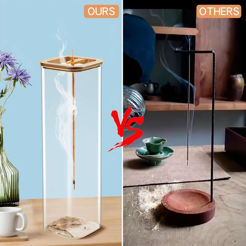 Glass Incense Holder With Metal Base