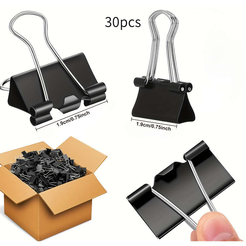 30pcs Black Metal Paper Clips