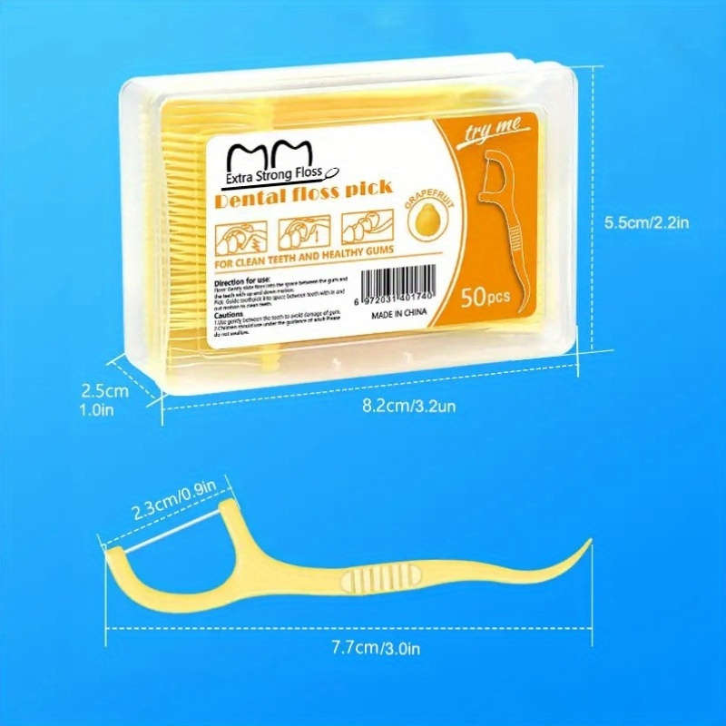 50-Pack Fruit Flavored Dental Floss Sticks with Toothpicks