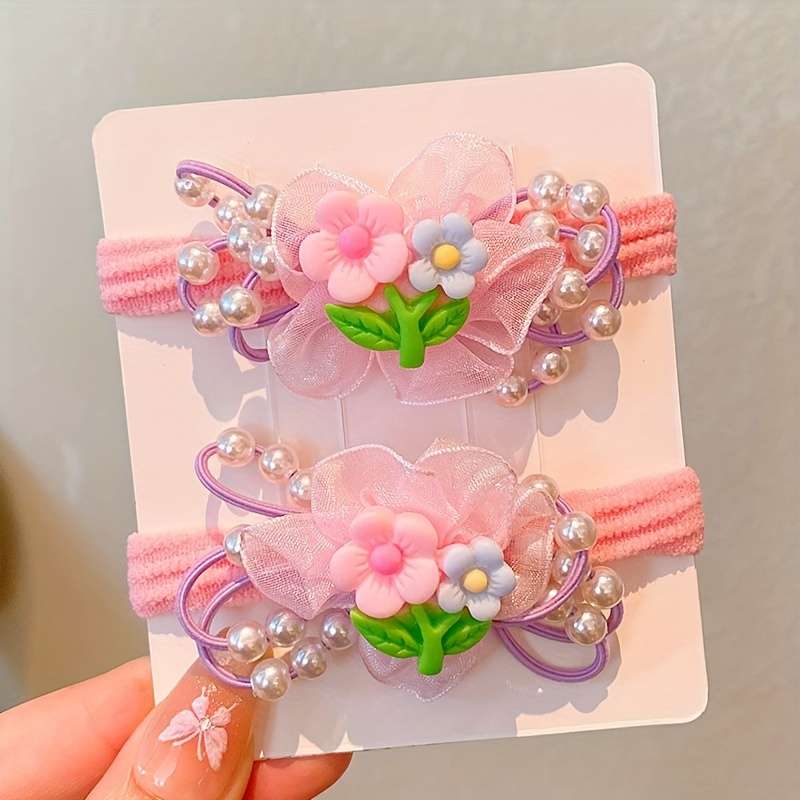 Cute Cartoon Flower Hair Ties for Girls