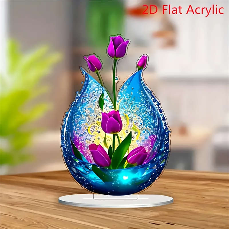 Charming Purple Floral Acrylic Vase