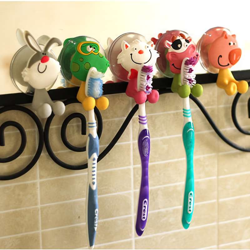 5pcs Cartoon Animal Silicone Toothbrush HoldersCreative