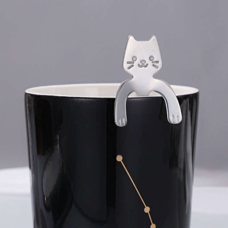 3pcs Set of Adorable Cat-Shaped Stainless Steel Coffee Spoons