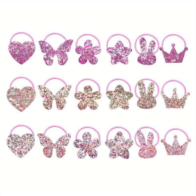 18pcs Sparkle Hair Tie Set for Girls