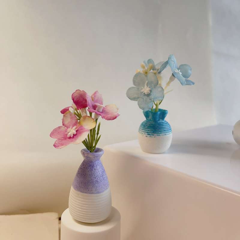 Miniature Artificial Flower Vase Set