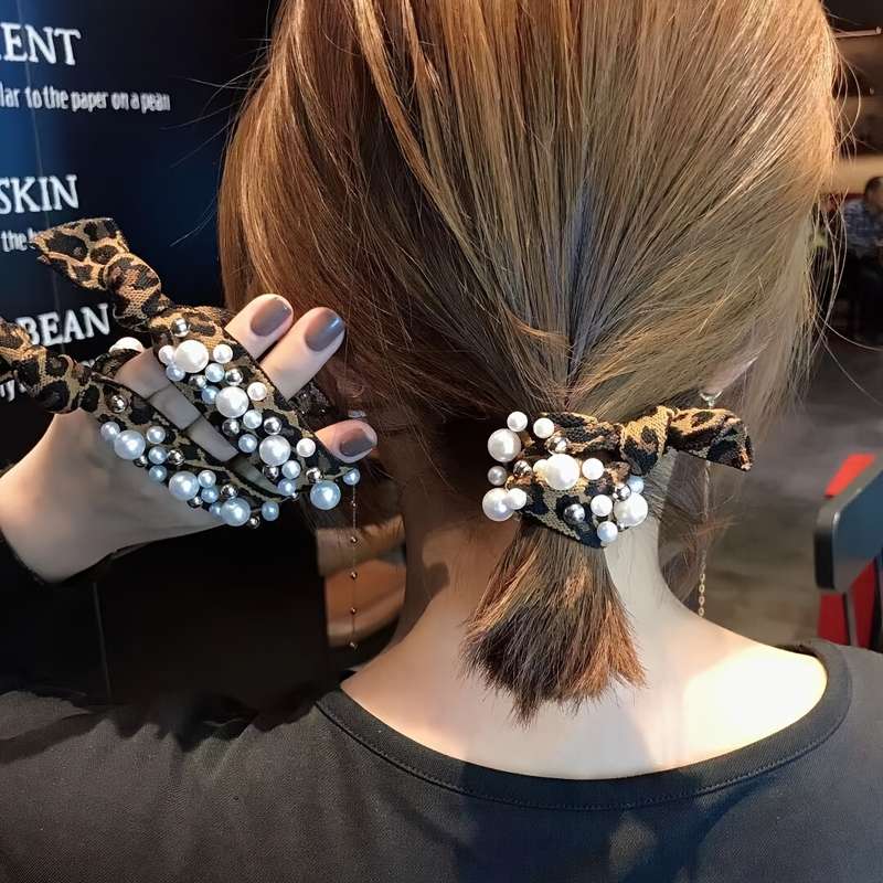 Vintage Leopard Print Elastic Hair Tie