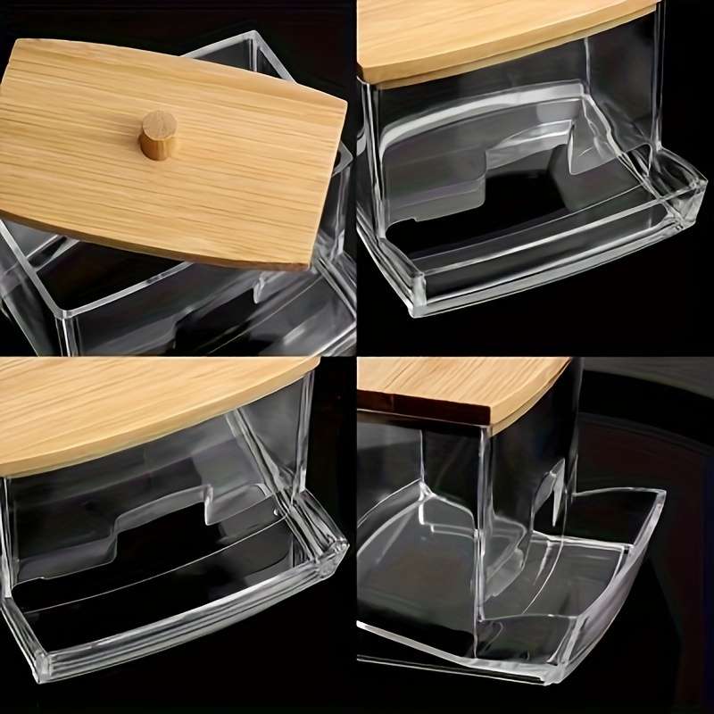Chic Transparent Acrylic Organizer with Wooden Lid