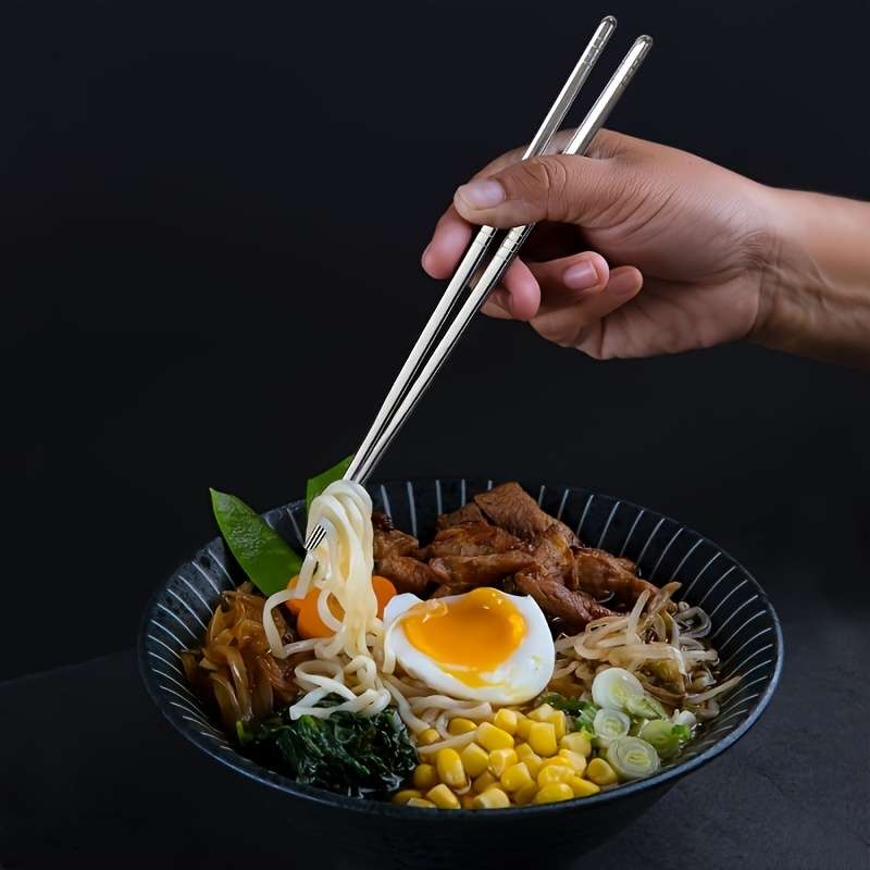 5 Pairs Stainless Steel Chopsticks