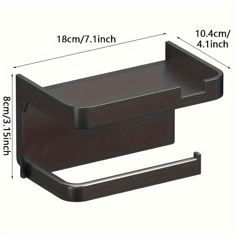 Space-Saving Self-Adhesive Toilet Paper Holder with Storage Shelf