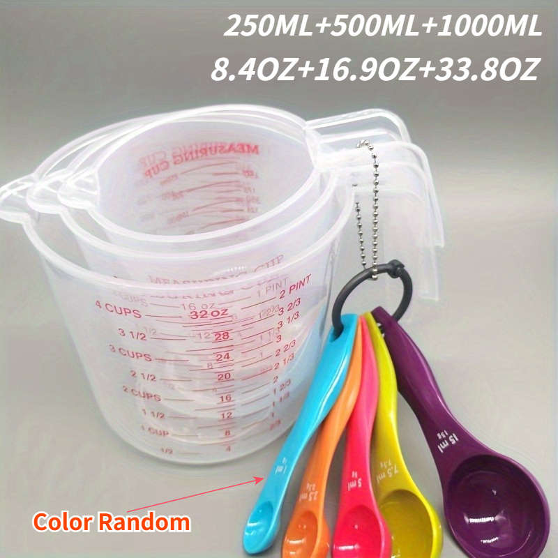 1 set of 5 graduated measuring spoons and 1 handle stackable graduated measuring cups