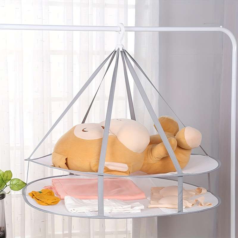 Gray 1-Tier Hanging Dryer With Mesh - Perfect For Large Items And Windproof