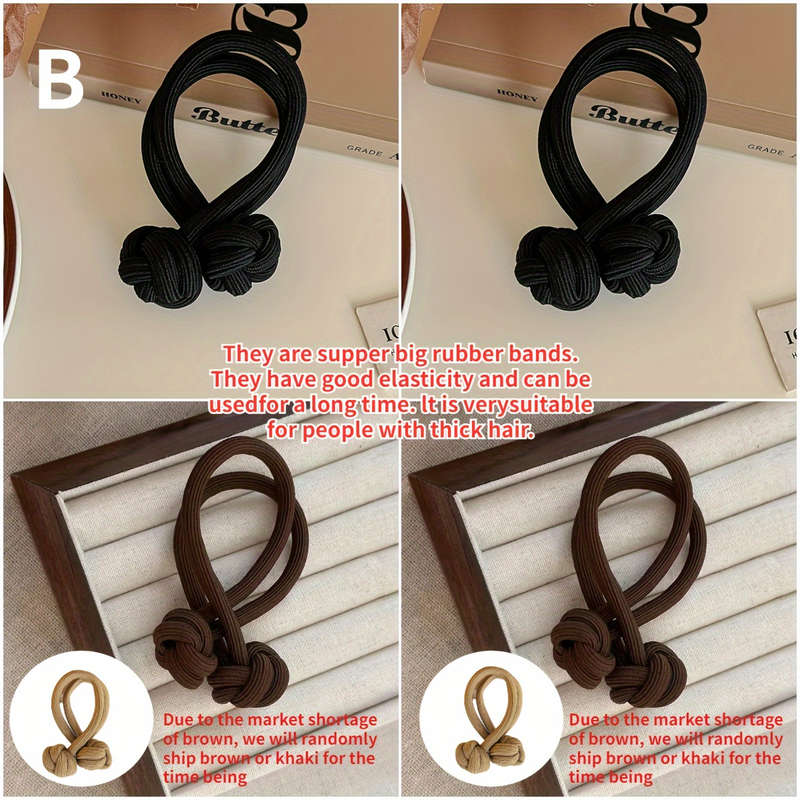 4pcs Solid Color Elastic Knotted Hair