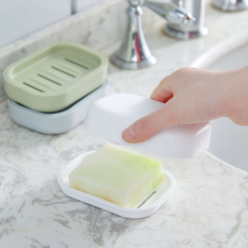 Oval Plastic Soap Dish Set