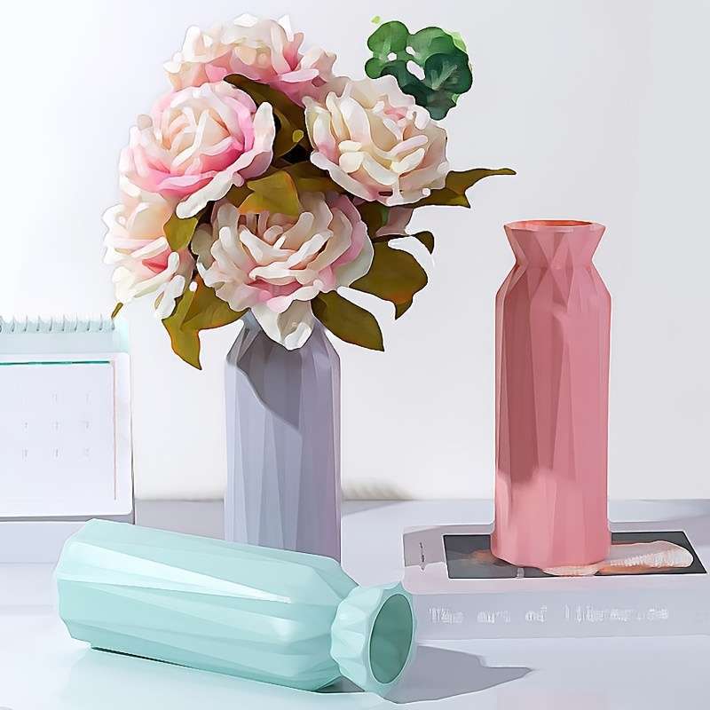 1pc Vintage Style Plastic Cylinder Vase