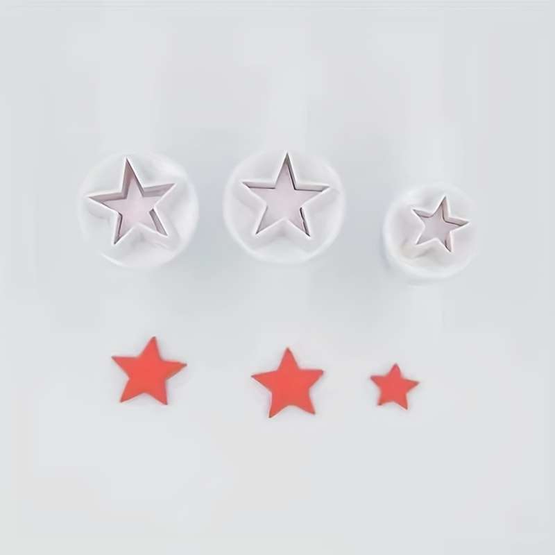 3pcs Plastic Heart  Star Shaped Fondant Cake
