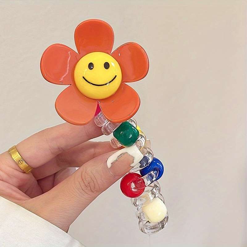 1pc Cute Sunflower Beaded Hair Ties