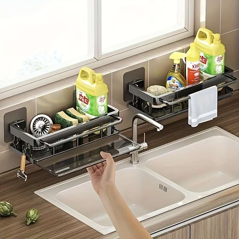 1pc Multifunctional Wall-Mounted Kitchen Rack