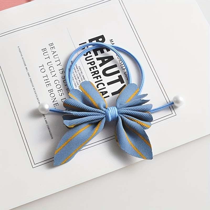 1pc Bowknot And Faux Pearl Hair Ties