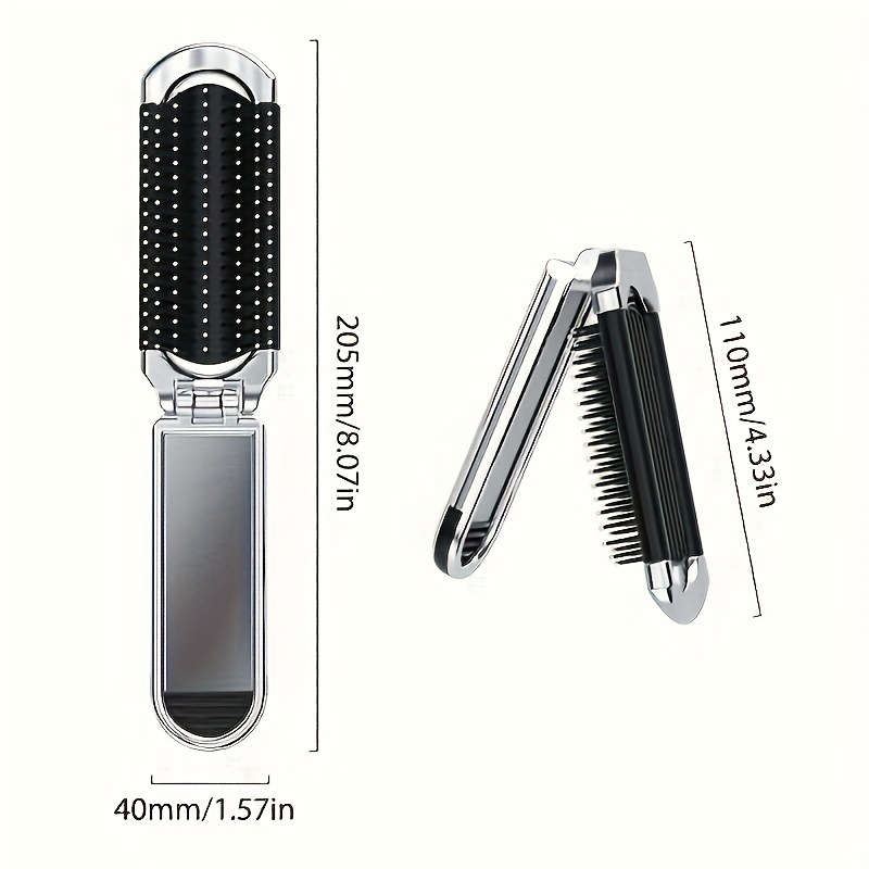 Portable Folding Hair Brush with Mirror