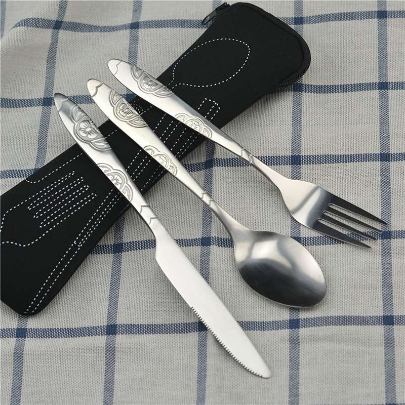 Durable Practical Portable Outdoor Tableware Set Stainless Steel Cutlery