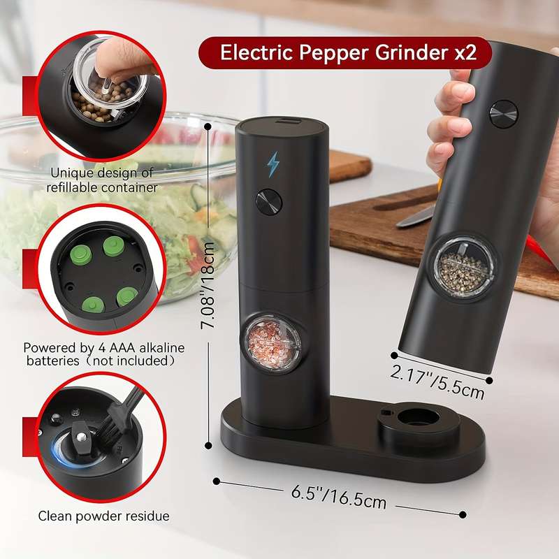 YumiPLUS Electric Salt Pepper Grinder Set