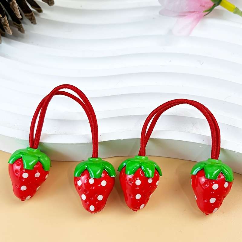 Cute Strawberry Hair Ties for Girls