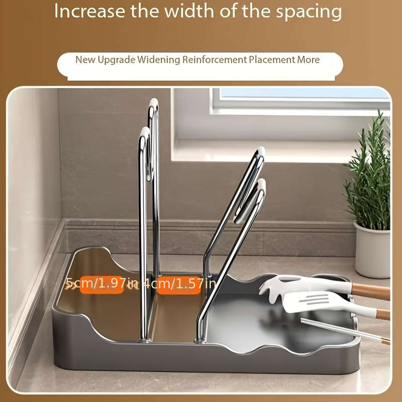 1pc Luxury Kitchen Pot Lid Holder with Drainboard