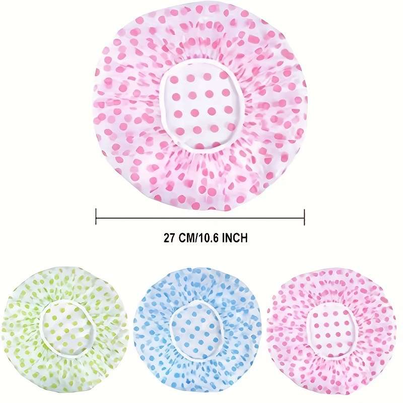 3pcs Adorable Polka Dot Printed Shower Caps