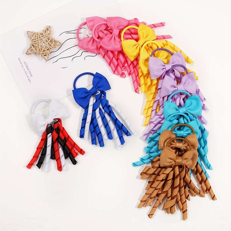 10pcs Elegant Grosgrain Ribbon Bow Hair Ties