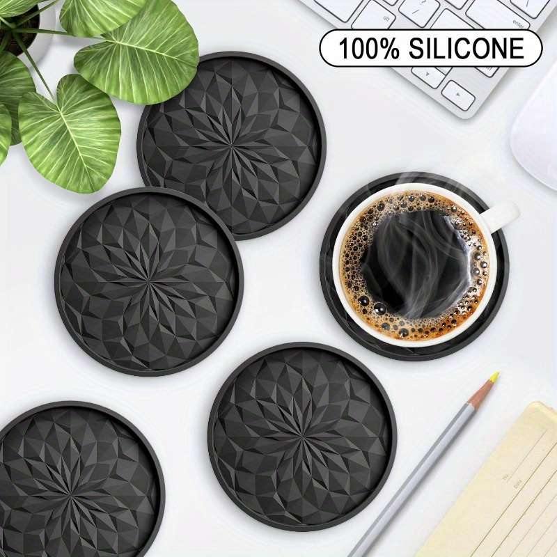 6pcs Silicone Coaster Set with Stand