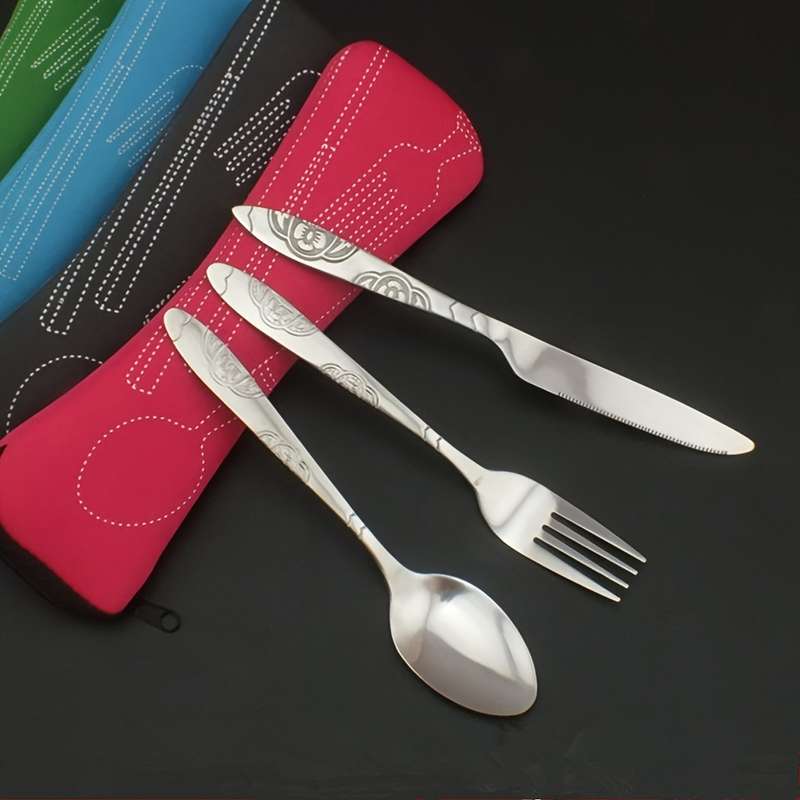 Durable Practical Portable Outdoor Tableware Set Stainless Steel Cutlery