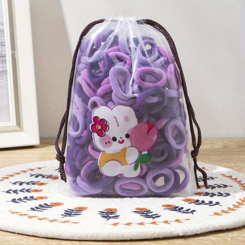 100pcs Mixed Color Fabric Hair Ties